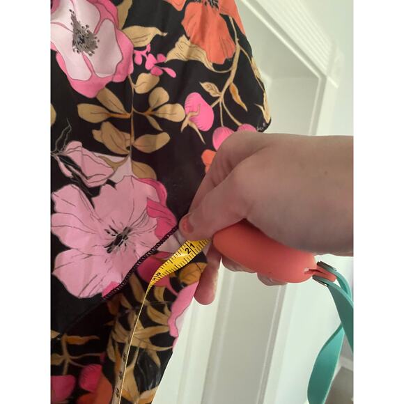 Anthropologie RAGA Flutter Sleeve Floral Dress, Pink Orange Black,  Large - Picture 8 of 9